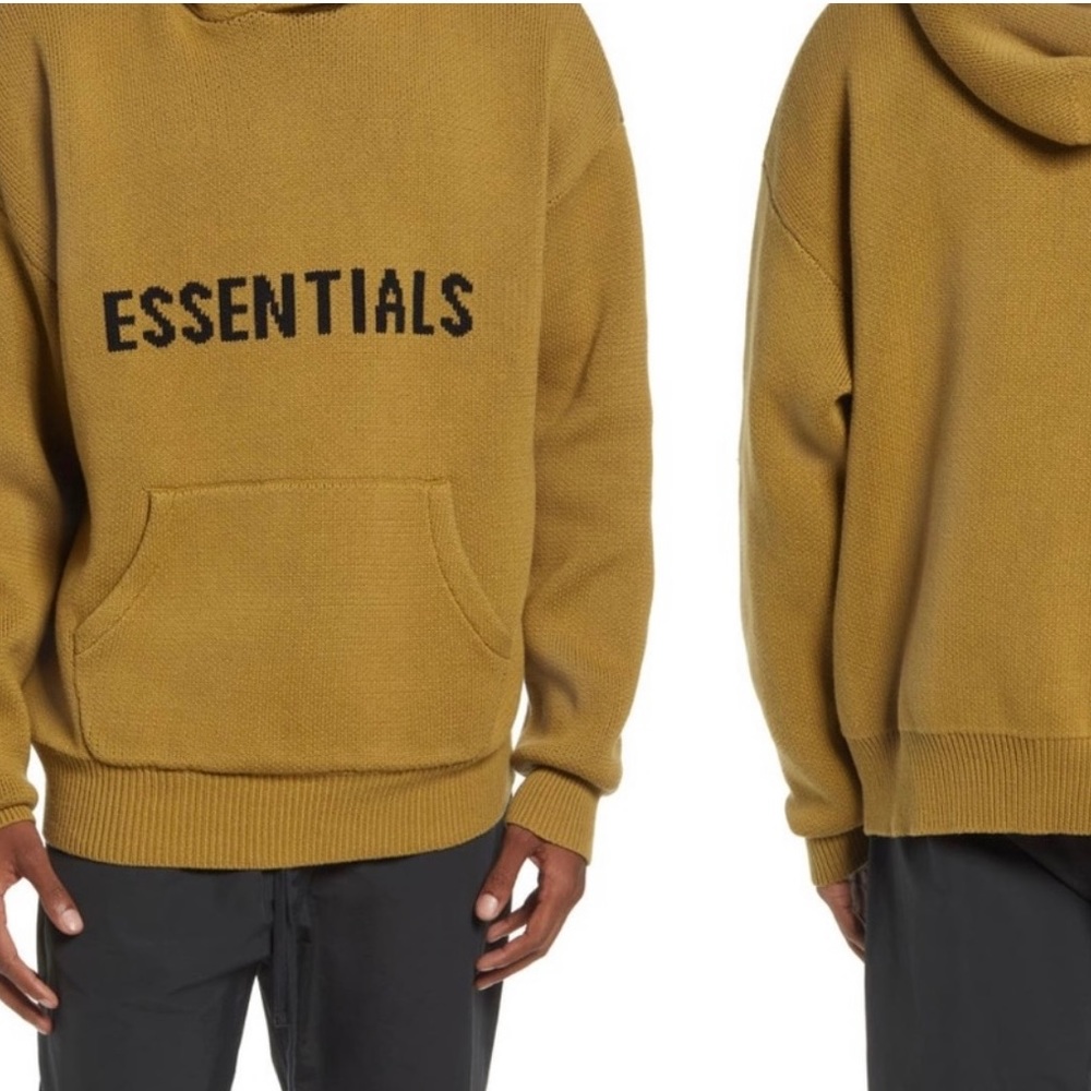 FEAR OF GOD Essentials Knit hoodie L Amber color